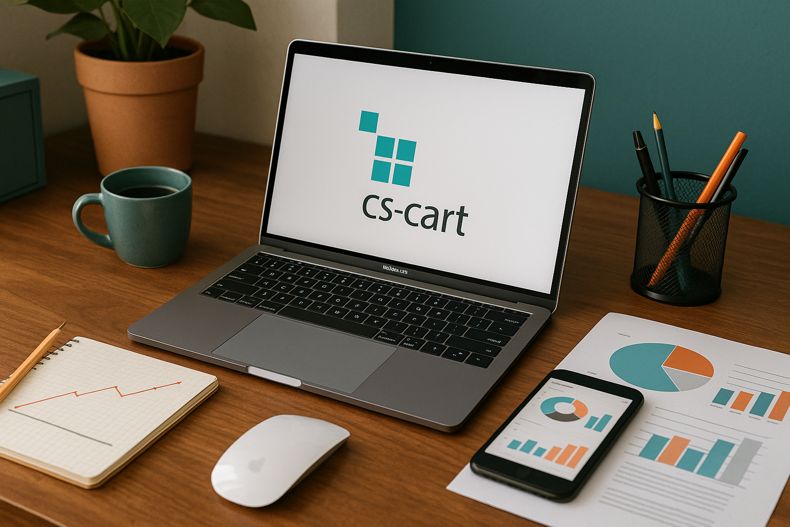 Imagine editorială cu obiecte / workspace pentru articolul: cum instalezi și configurezi un modul CS-Cart